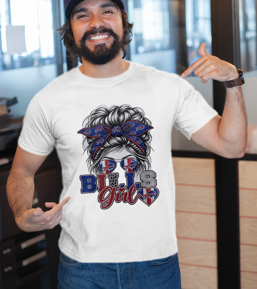 Buffalo Bills Girl Messy Bun Sunglasses BILLS Girl T-Shirt