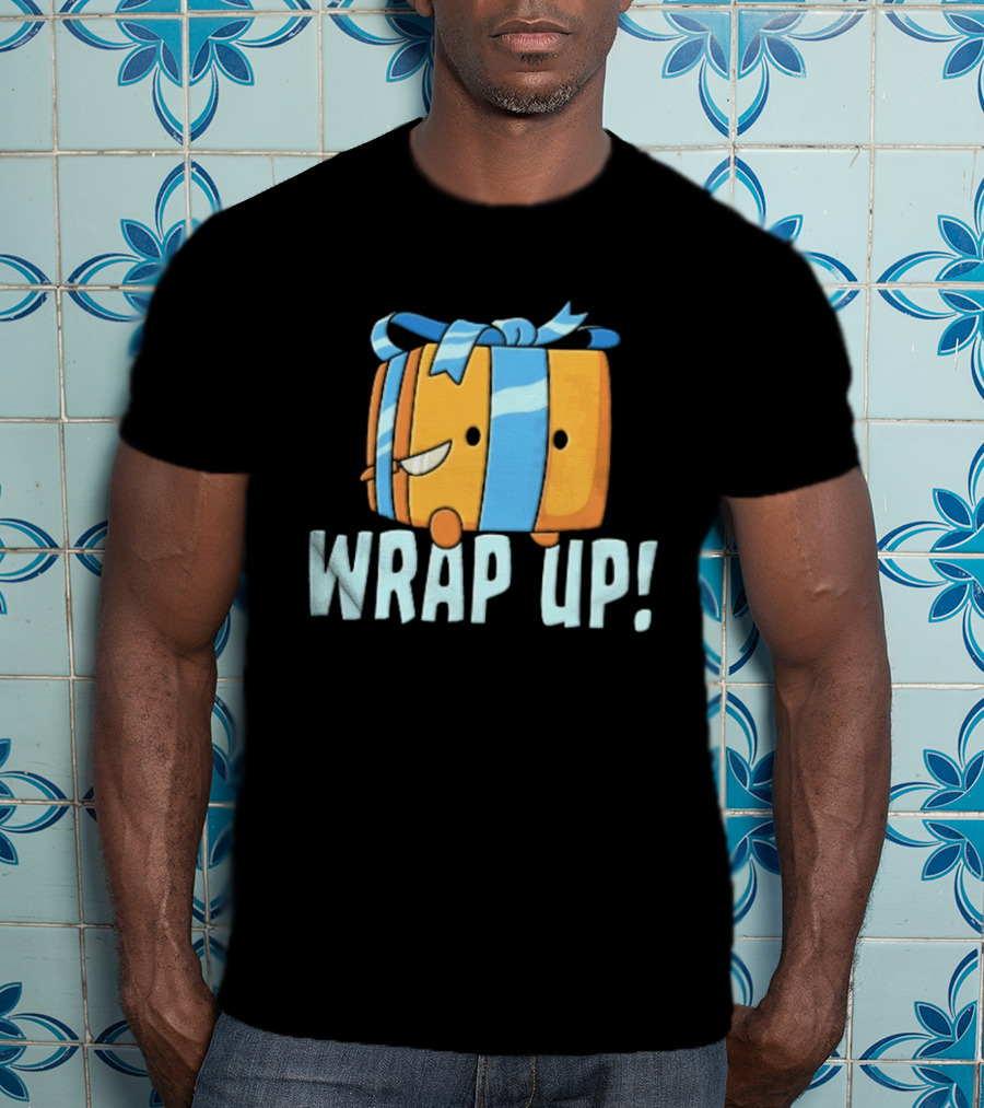 Mischievous Cartoon Ribboned Present Wrap Up With Knife T-Shirt
