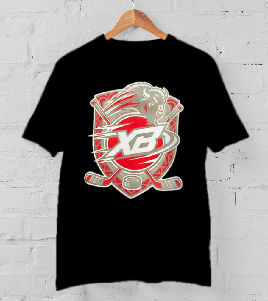 XB Buffalo Hockey Team Emblem With Crossed Sticks And Puck T-Shirt