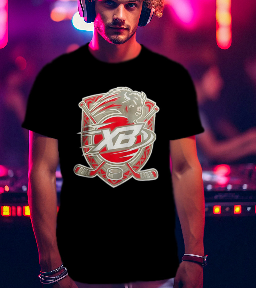 XB Buffalo Hockey Team Emblem With Crossed Sticks And Puck T-Shirt