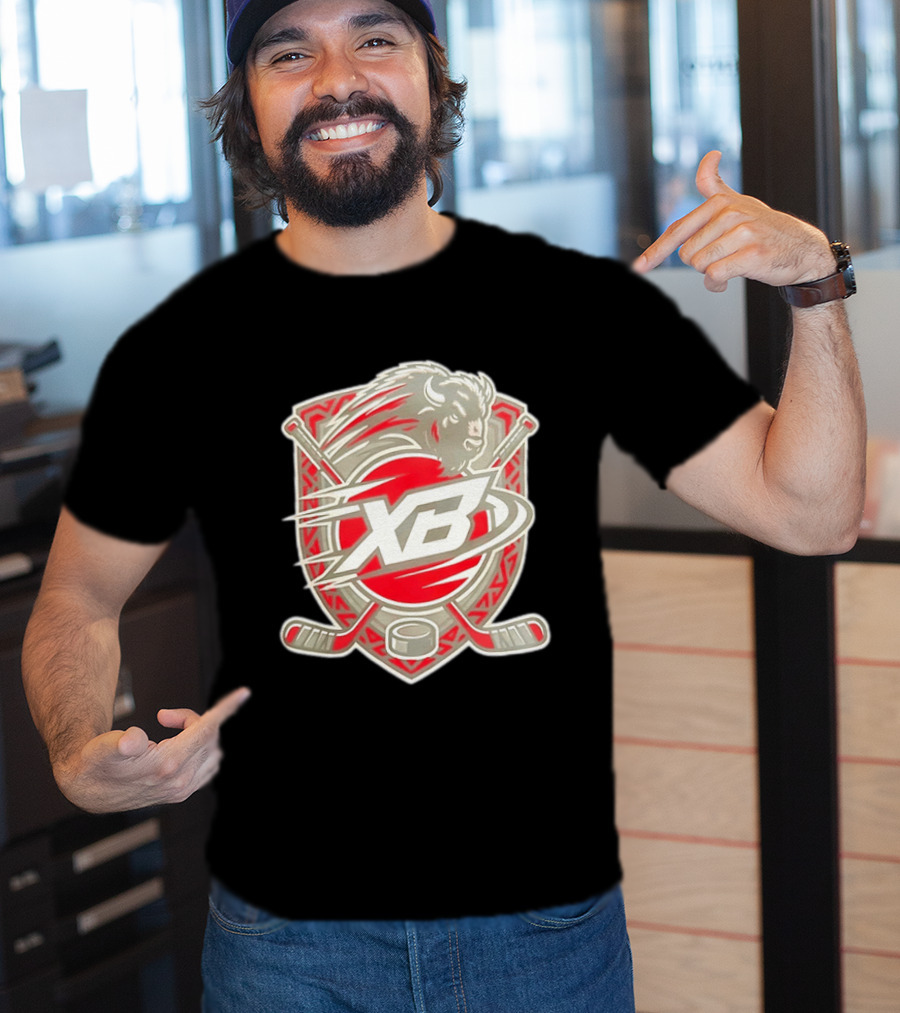 XB Buffalo Hockey Team Emblem With Crossed Sticks And Puck T-Shirt