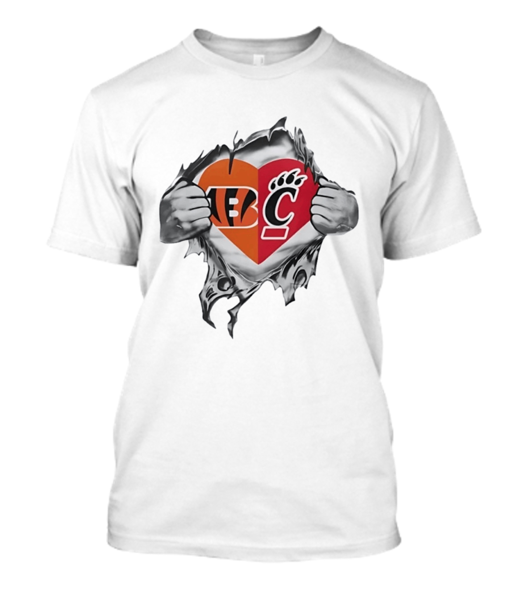 Cincinnati Bengals Bearcats Heart Logo Mashup T-Shirt