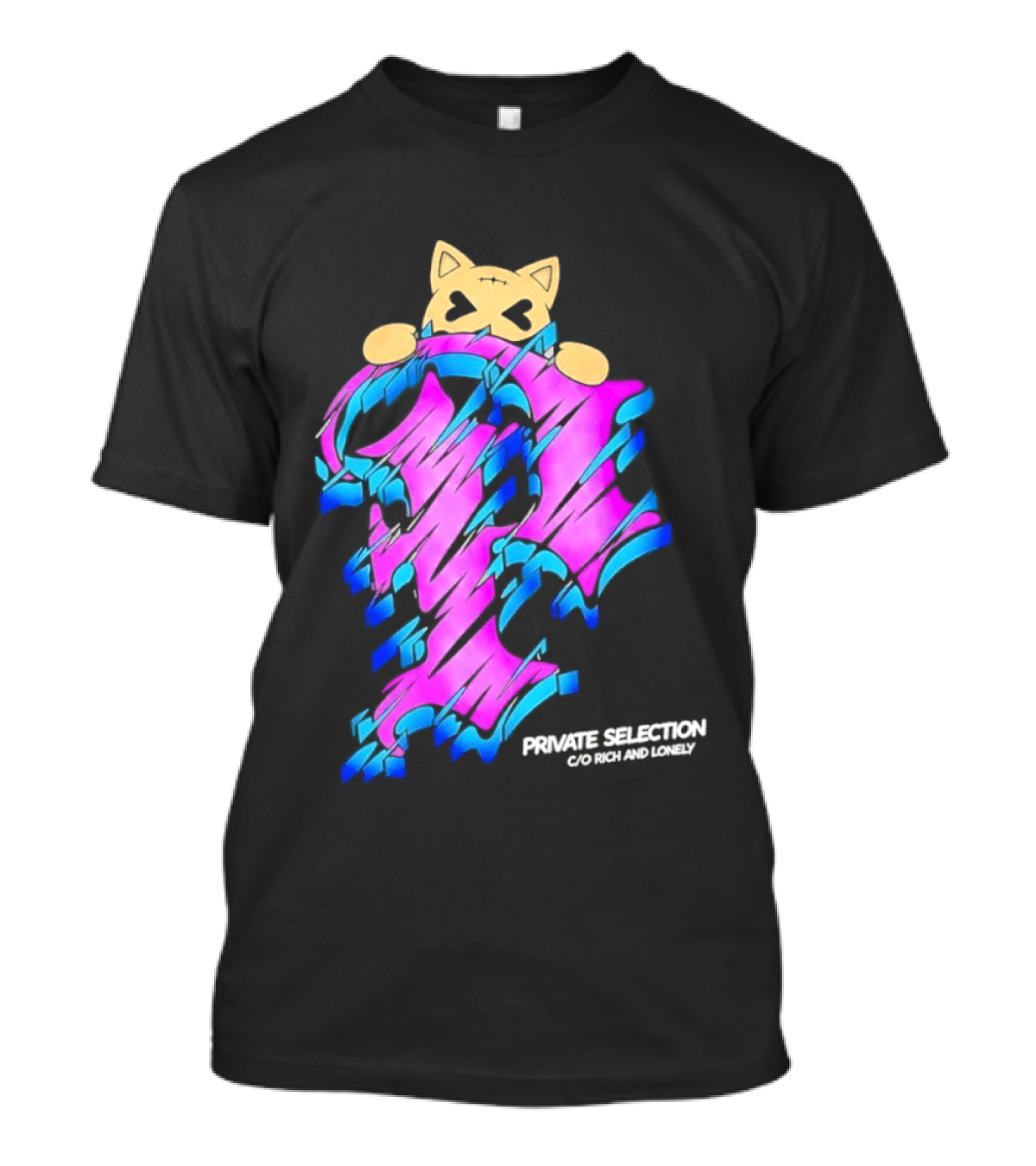 Private Selection C O Rich And Lonely Streetwear Cat Graffiti Aesthetic T-Shirt