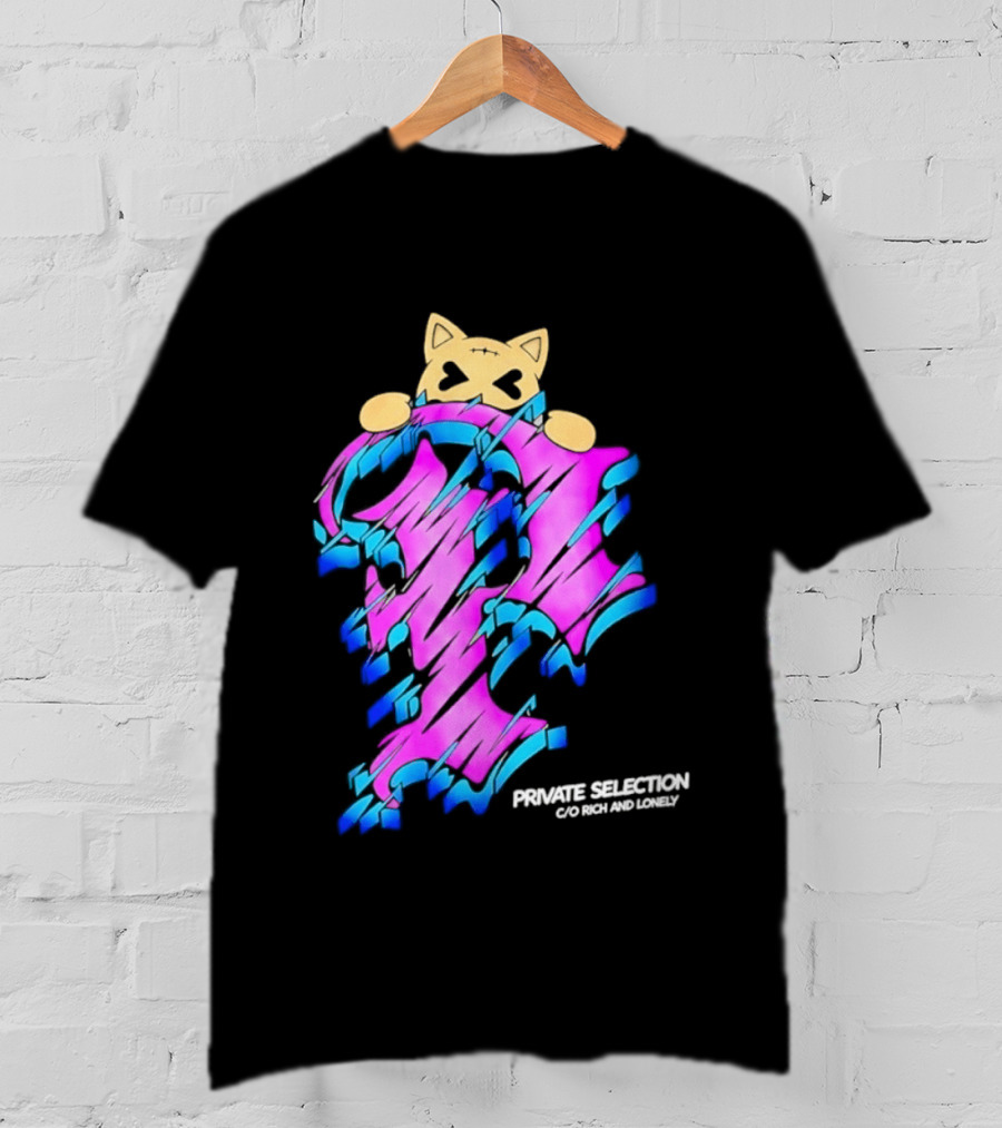 Private Selection C O Rich And Lonely Streetwear Cat Graffiti Aesthetic T-Shirt