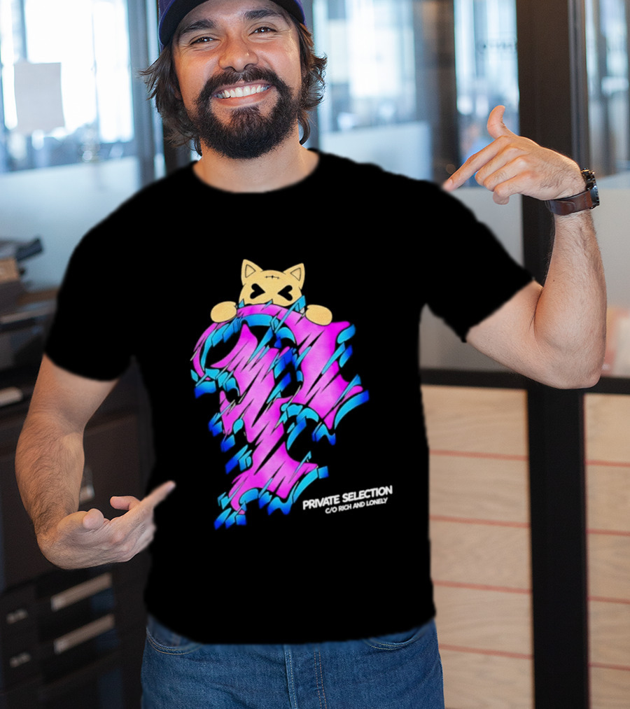 Private Selection C O Rich And Lonely Streetwear Cat Graffiti Aesthetic T-Shirt