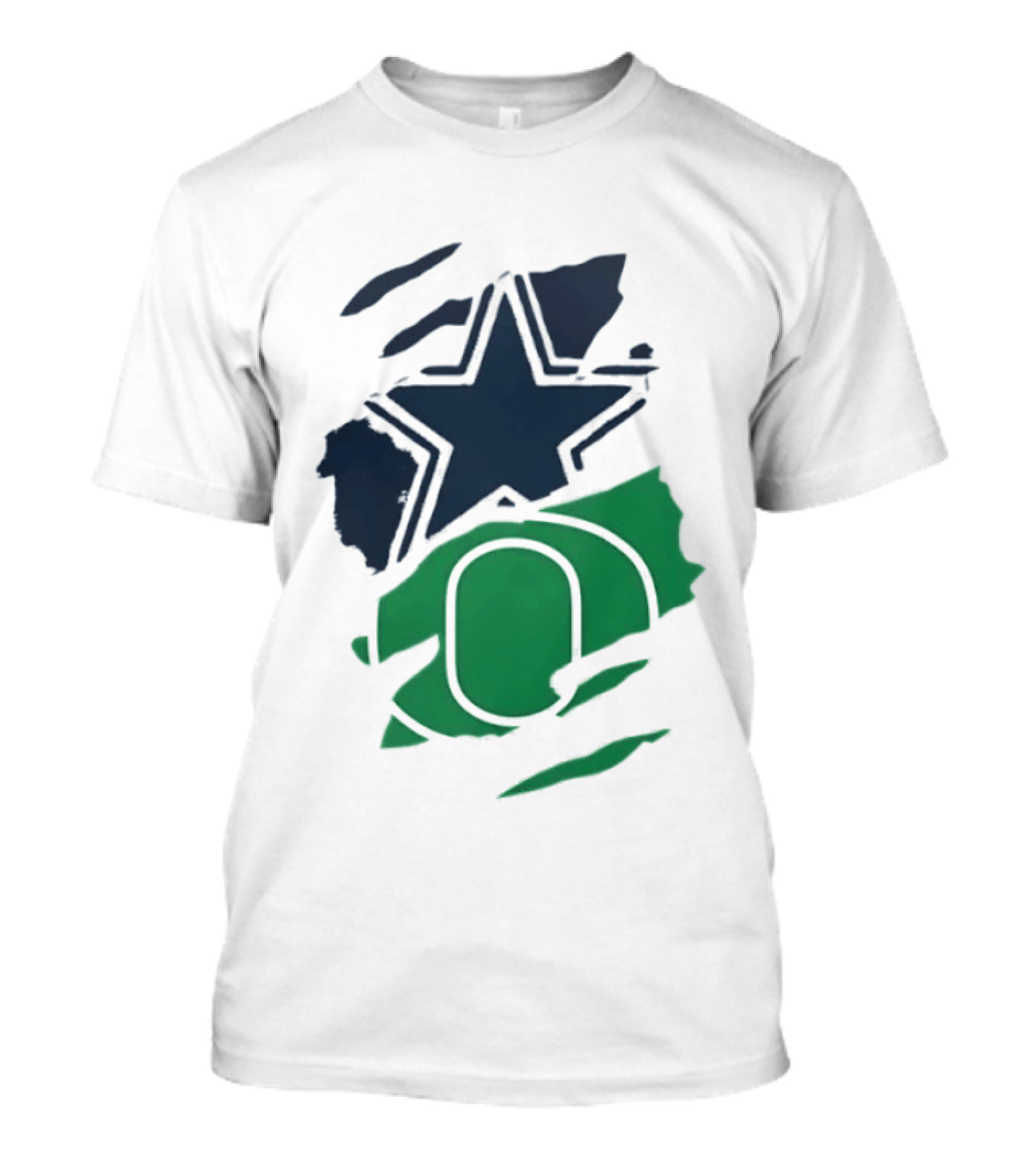 Dallas Cowboys Star And Oregon Ducks O Ripped Team Logos T-Shirt