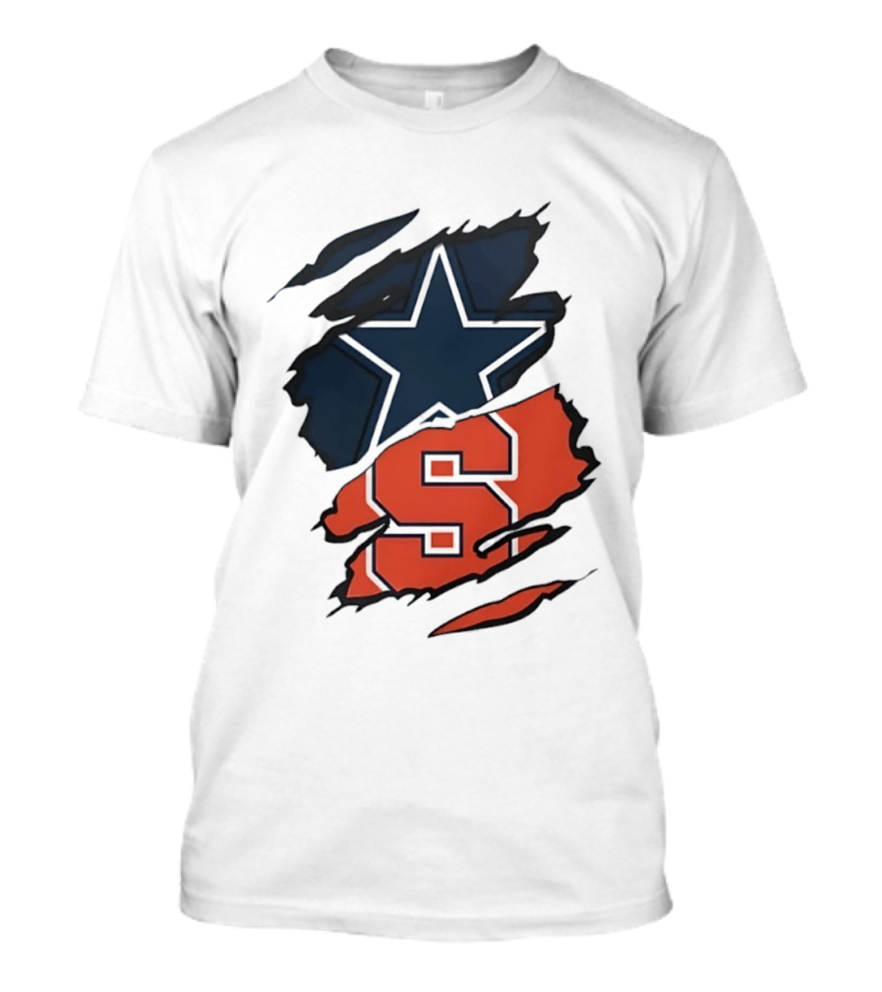 Dallas Cowboys Star And Syracuse Orange Torn Fabric T-Shirt
