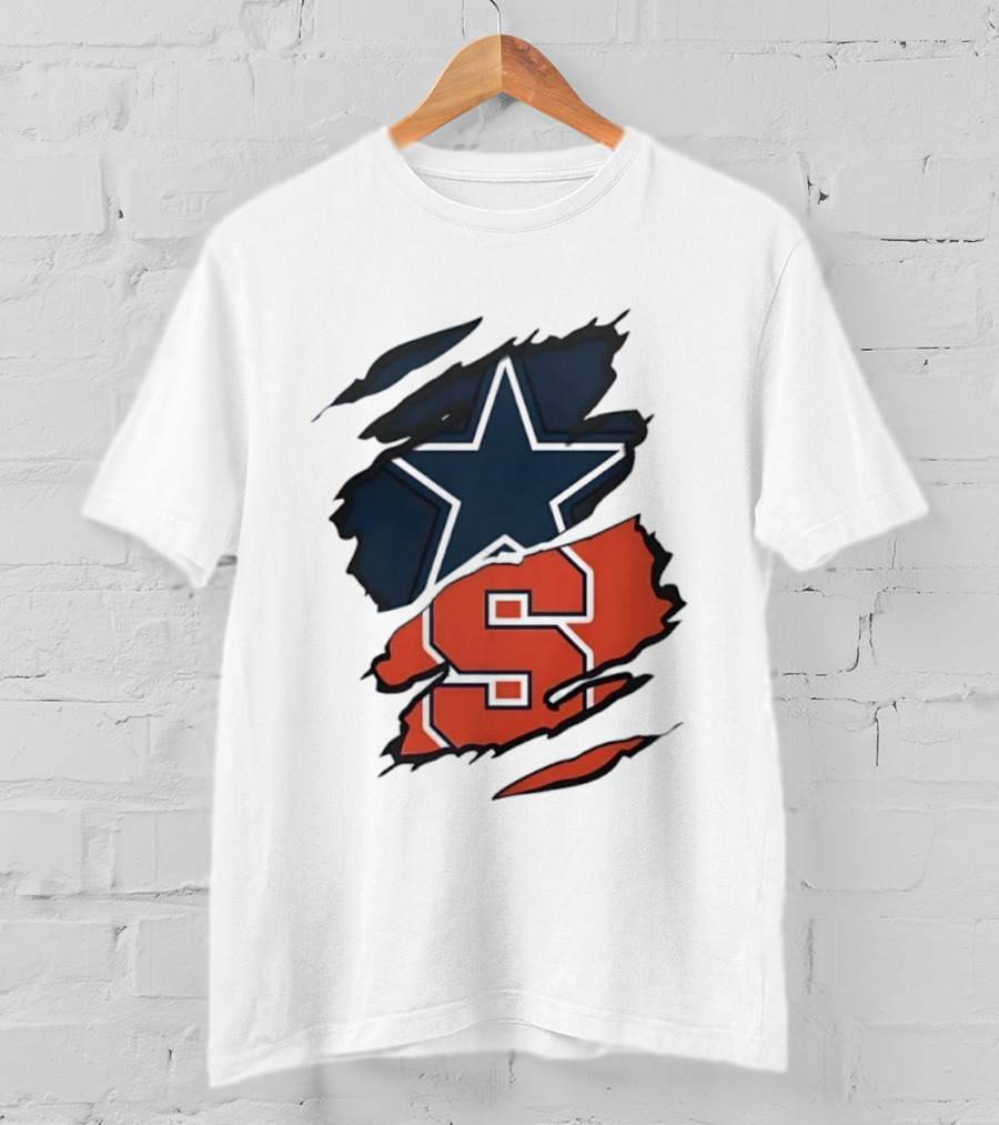 Dallas Cowboys Star And Syracuse Orange Torn Fabric T-Shirt