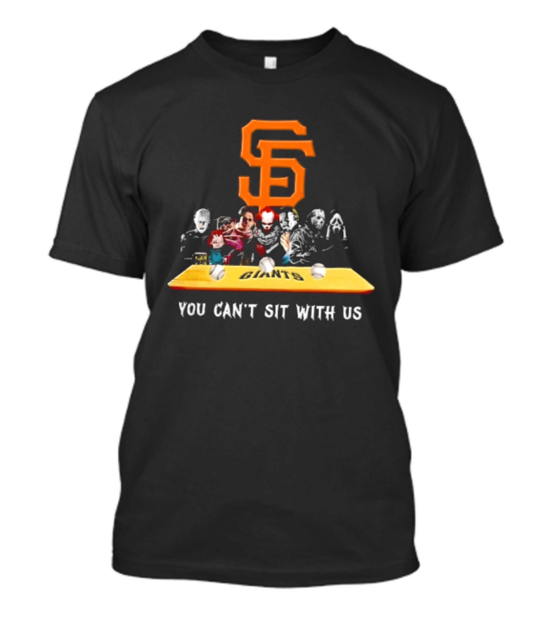 San Francisco Giants MLB You Can't Sit With Us Horror Characters Dugout Bench T-Shirt
