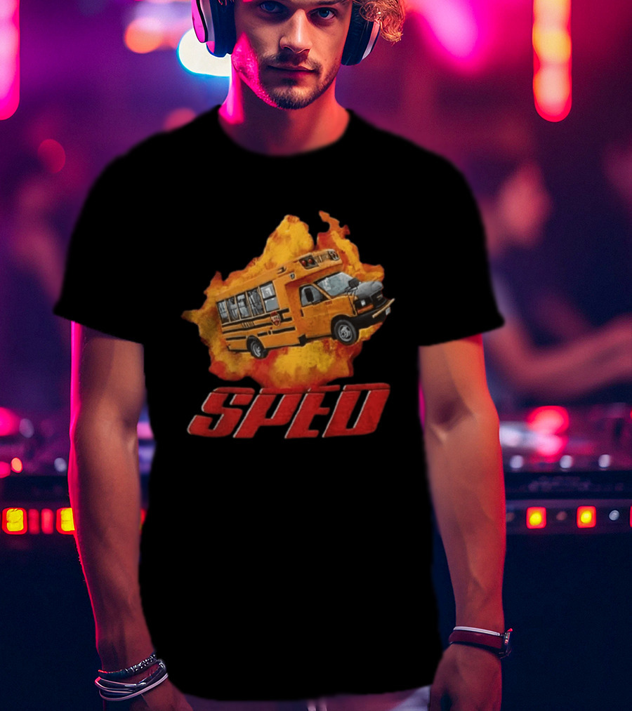 School Bus Flame SPED On Fire Burst T-Shirt