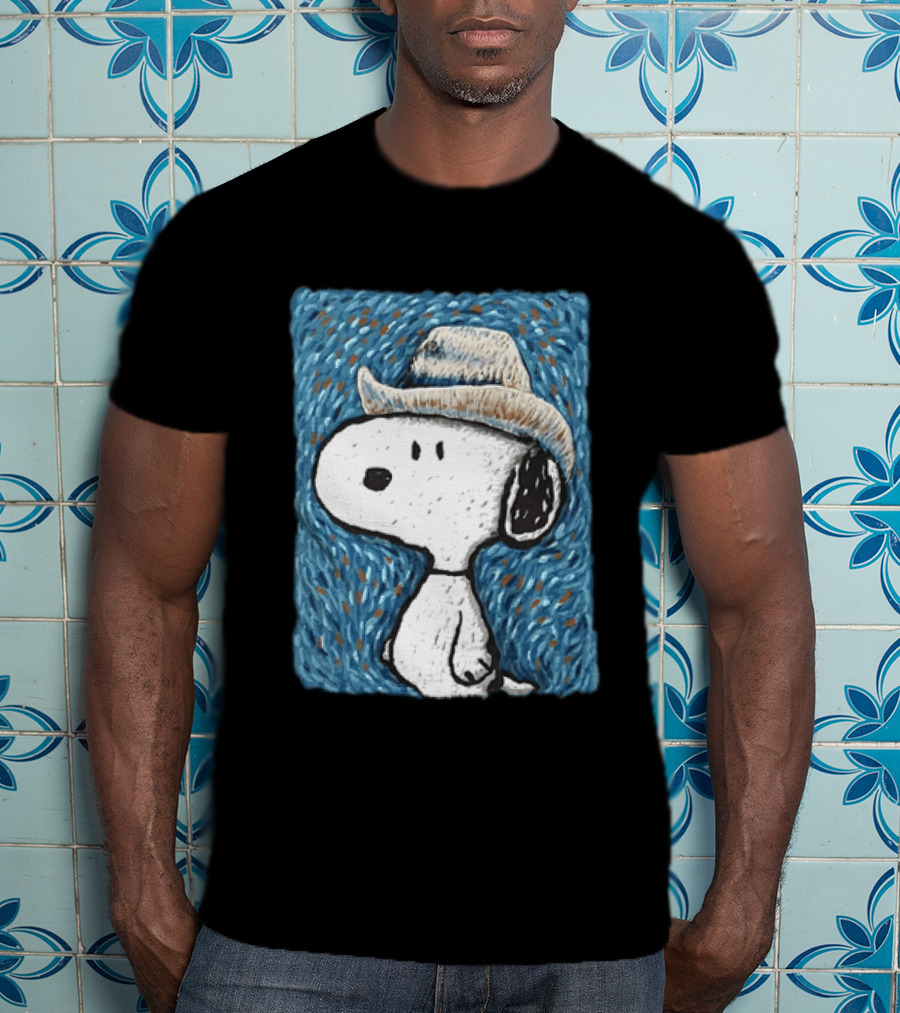Snoopy Peanuts Cowboy Hat Embroidery T-Shirt