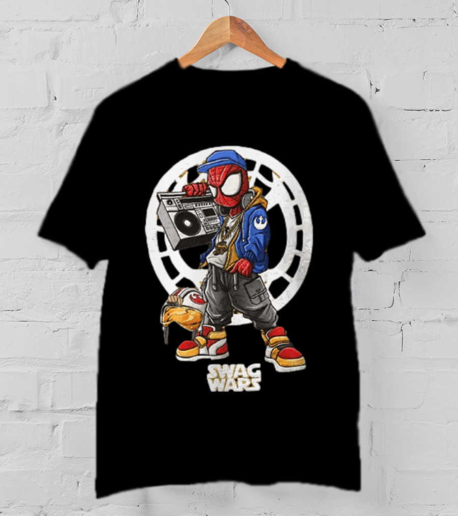 Spider Man Star Wars Swag Wars Youth Boombox Jedi T-Shirt