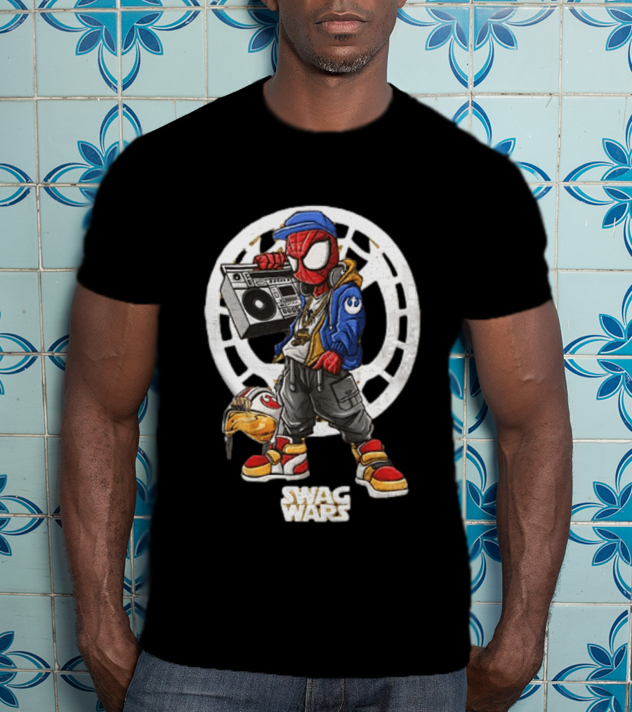 Spider Man Star Wars Swag Wars Youth Boombox Jedi T-Shirt