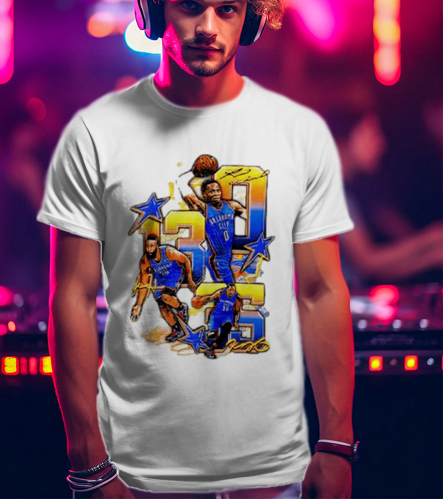 James Harden Russell Westbrook Kevin Durant Oklahoma City Thunder NBA Legends T-Shirt