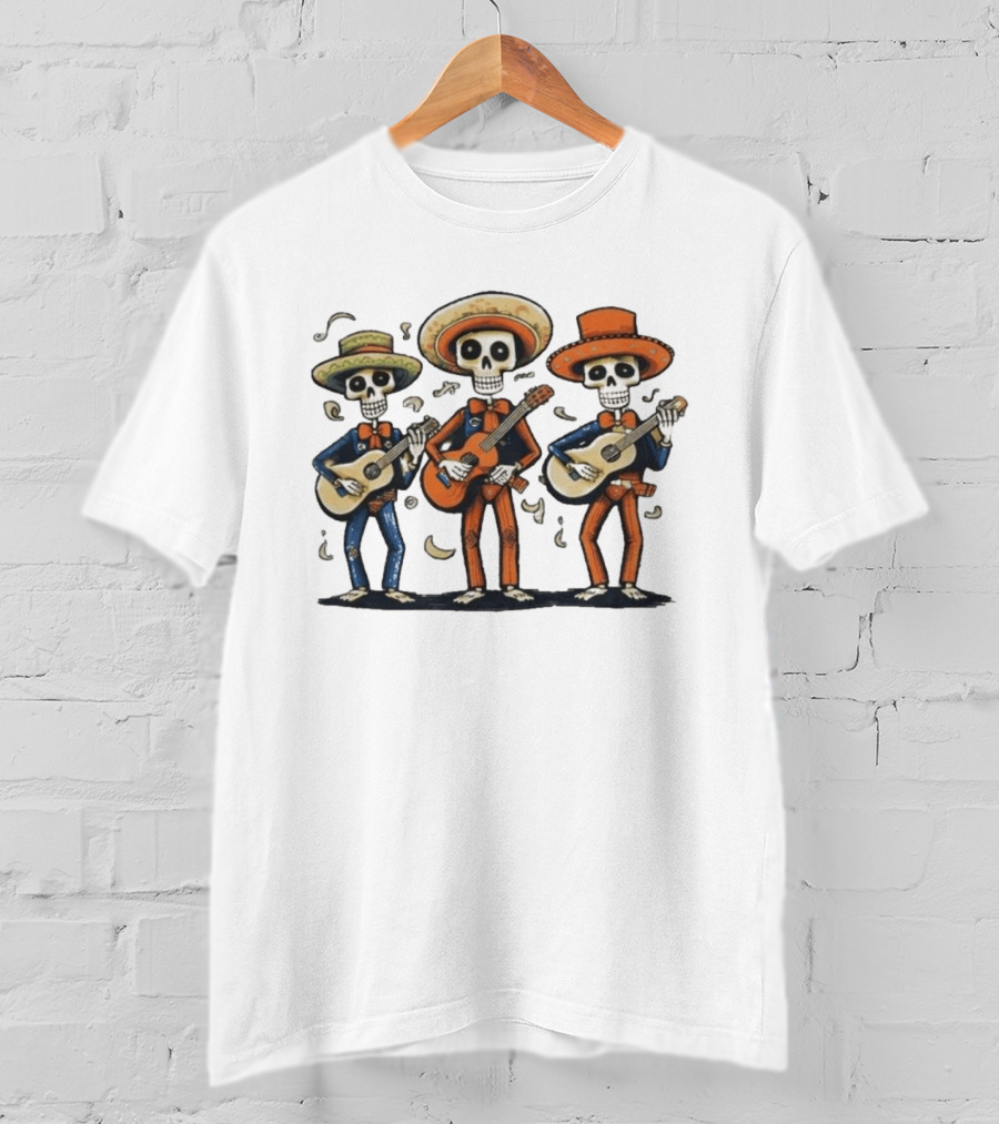 Mariachi Day Of The Dead Skeleton Band Skull Music T-Shirt