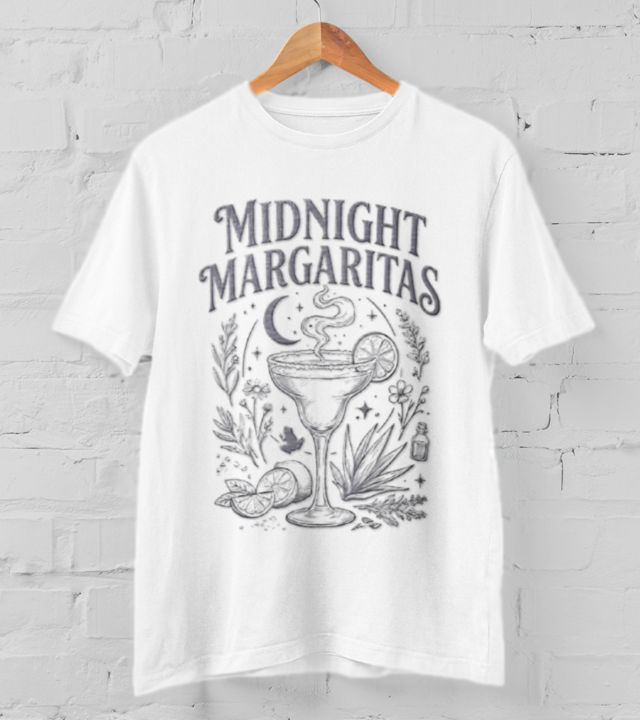 Midnight Margaritas Moon Frog Flower Lemon Agave Alchemy Witch Cocktail Vibes T-Shirt