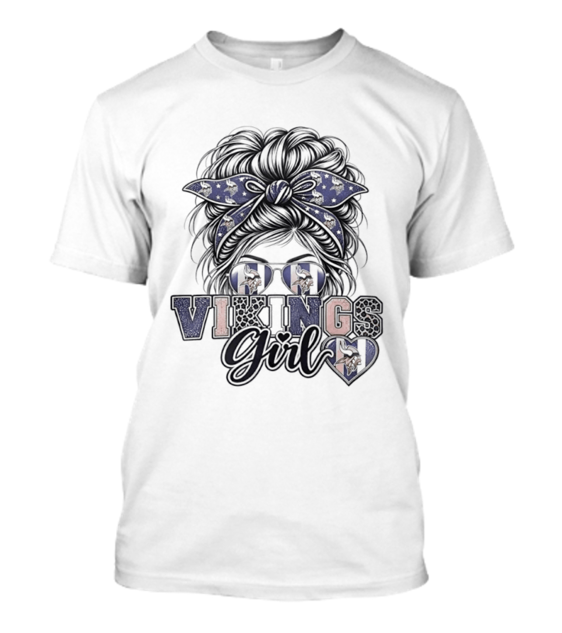 Minnesota Vikings Girl Messy Bun Bandana Sunglasses T-Shirt