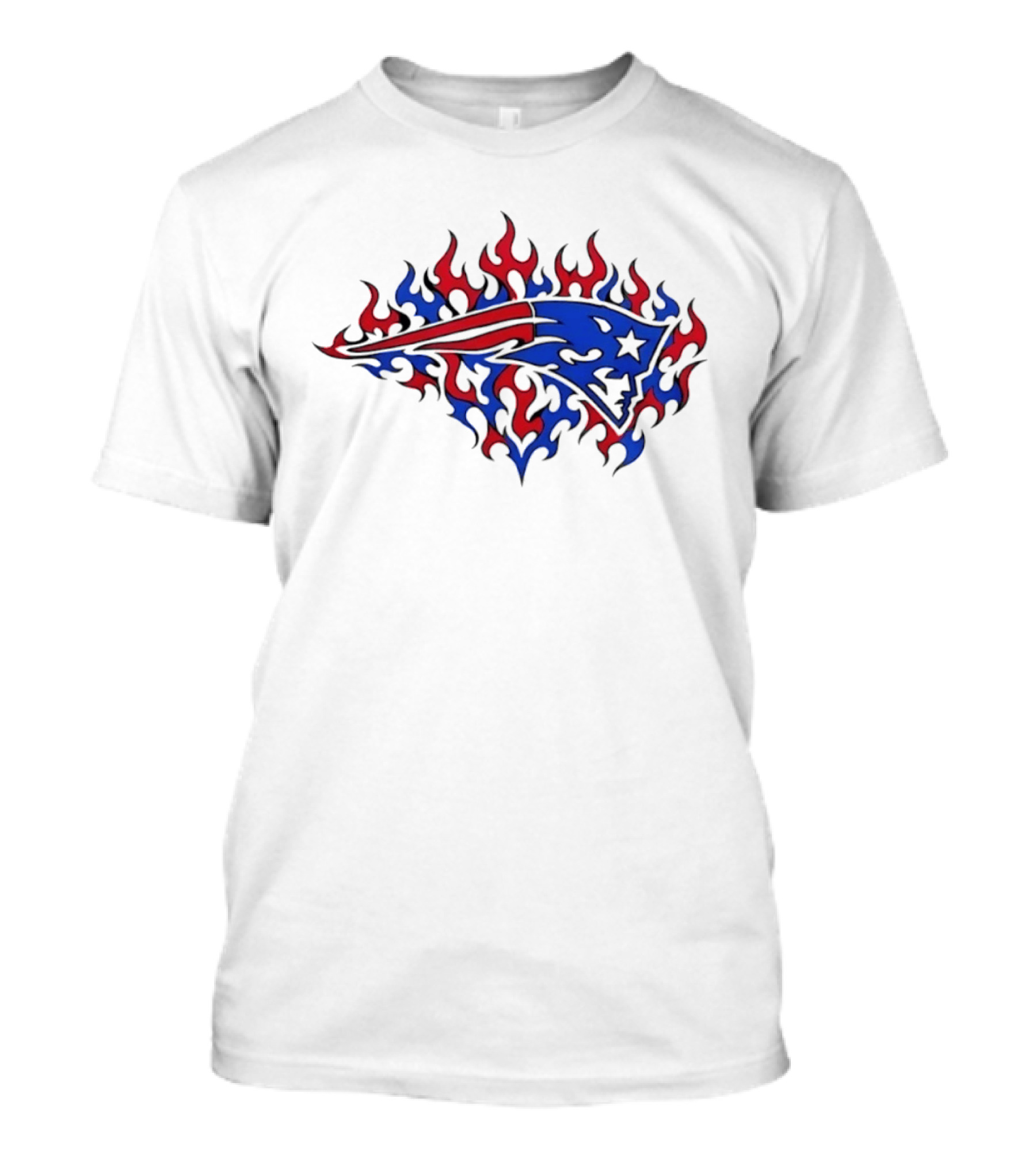 New England Patriots Flaming Blue And Red Sports Team T-Shirt