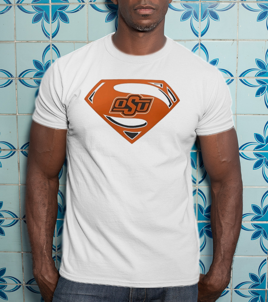 Oklahoma State University OSU Superman Emblem Orange T-Shirt