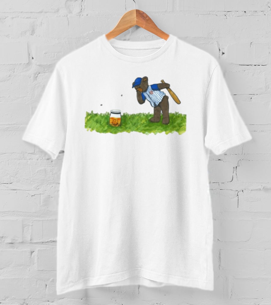 South Bend Cubs Bear With Baseball Bat And Honey Jar On Grass T-Shirt