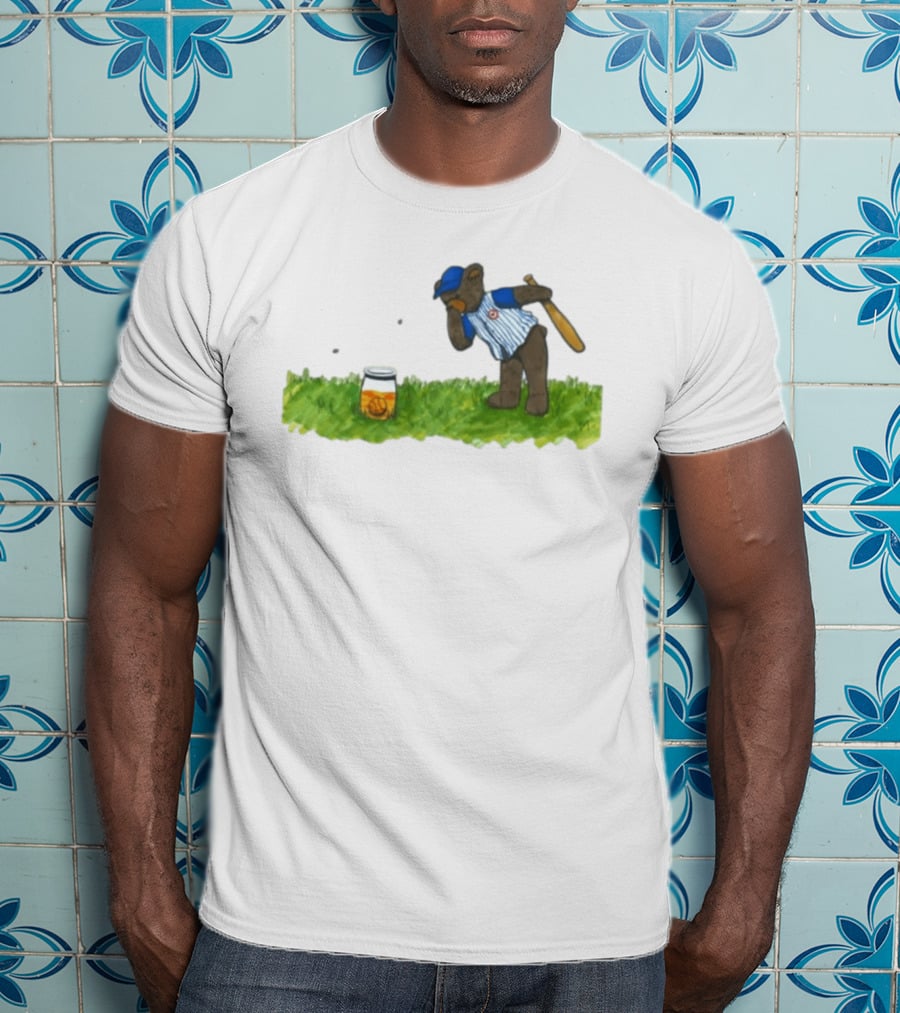 South Bend Cubs Bear With Baseball Bat And Honey Jar On Grass T-Shirt