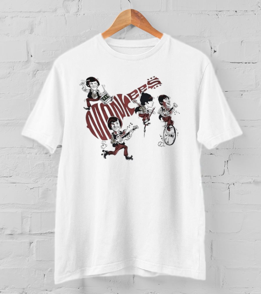 The Monkees Cartoon Band Members Davy Jones Micky Dolenz Mike Nesmith Peter Tork T-Shirt