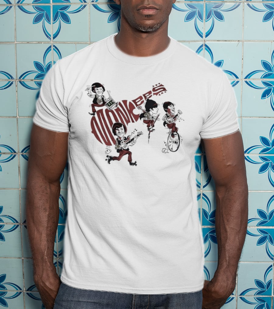 The Monkees Cartoon Band Members Davy Jones Micky Dolenz Mike Nesmith Peter Tork T-Shirt