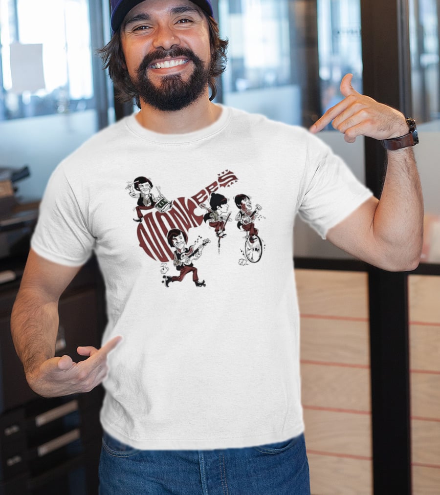 The Monkees Cartoon Band Members Davy Jones Micky Dolenz Mike Nesmith Peter Tork T-Shirt