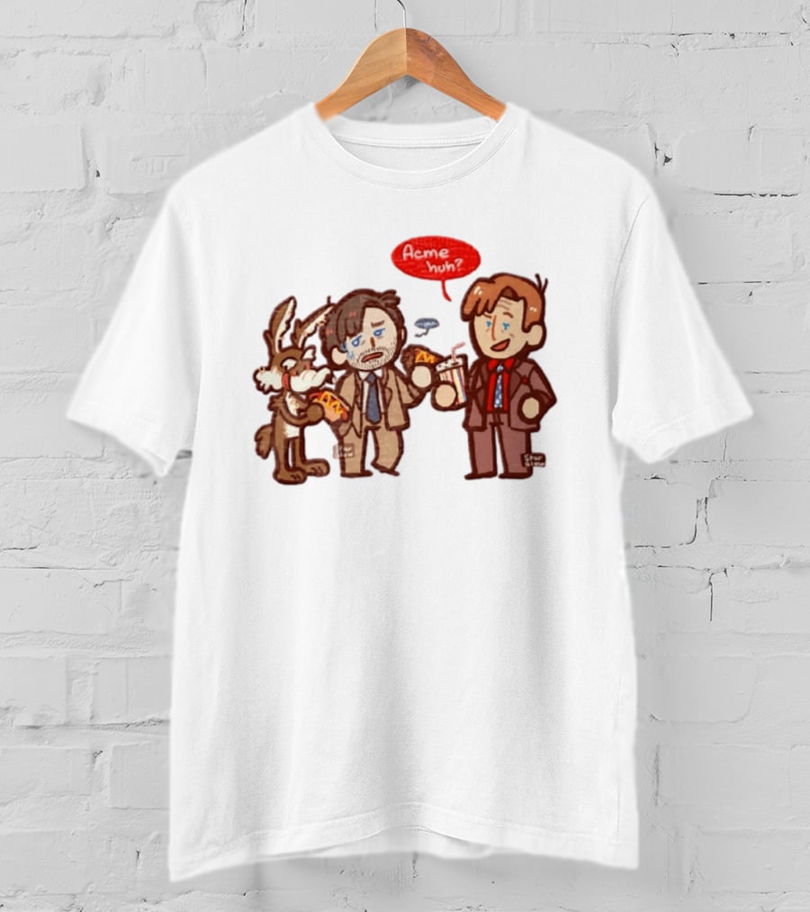 Wile E Coyote Saul Goodman Jimmy McGill Acme Huh Yeah Pizza Milkshake Cartoon Character Collaboration T-Shirt