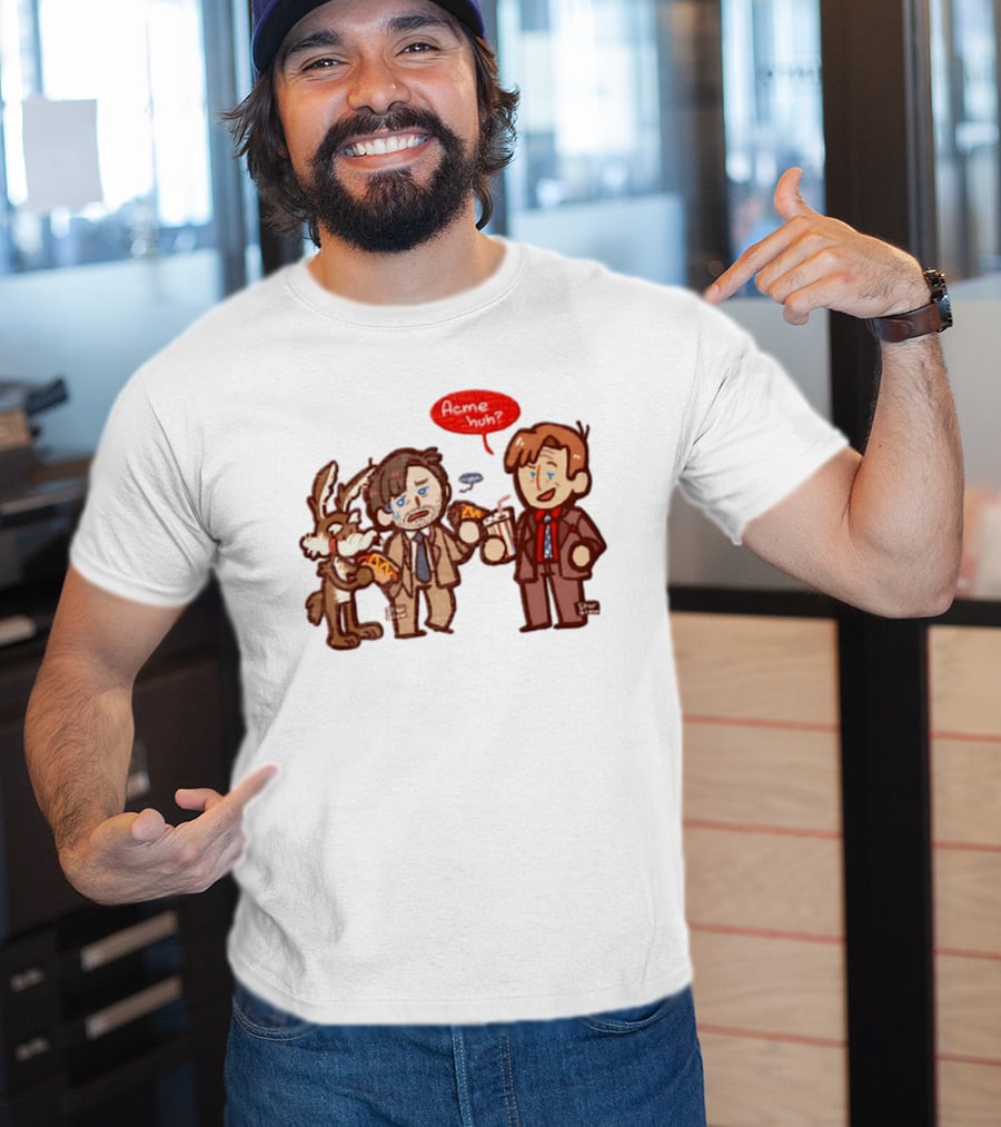 Wile E Coyote Saul Goodman Jimmy McGill Acme Huh Yeah Pizza Milkshake Cartoon Character Collaboration T-Shirt
