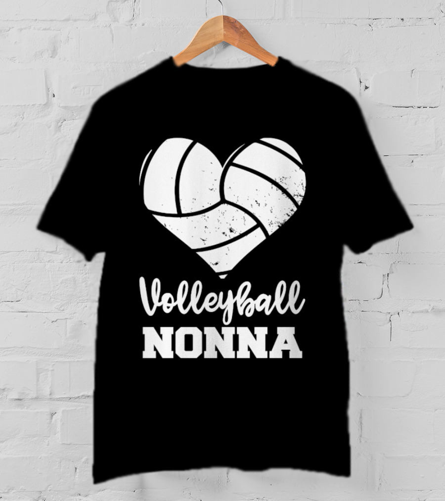 Volleyball Nonna Distressed Heart T-Shirt