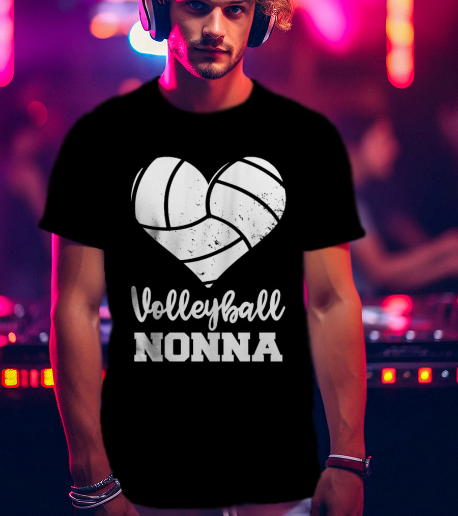 Volleyball Nonna Distressed Heart T-Shirt