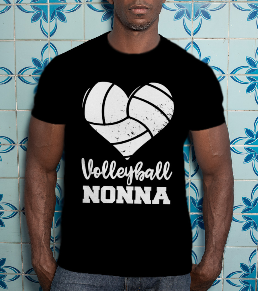 Volleyball Nonna Distressed Heart T-Shirt