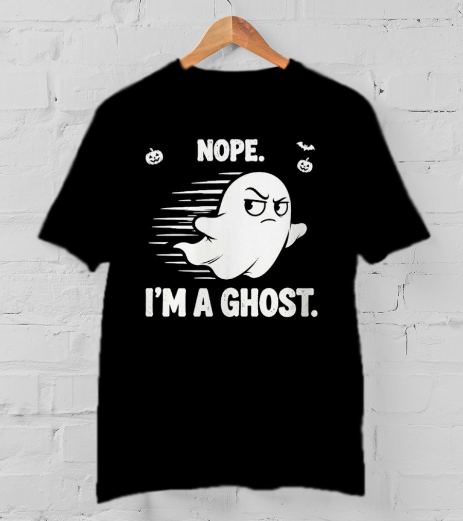 Nope I'm A Ghost Halloween Spooky With Pumpkins And Bats T-Shirt