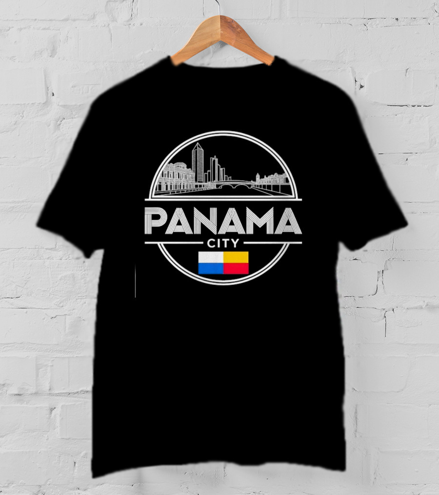Panama City Skyline With Flag Colors Souvenir Travel Assistant To=python Code T-Shirt