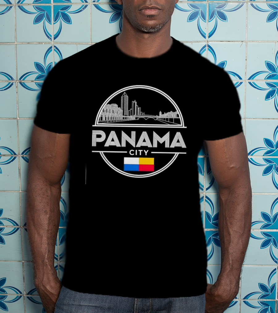 Panama City Skyline With Flag Colors Souvenir Travel Assistant To=python Code T-Shirt
