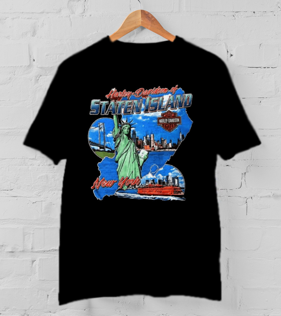 Harley Davidson Of Staten Island Liberty NYC Skyline New York T-Shirt