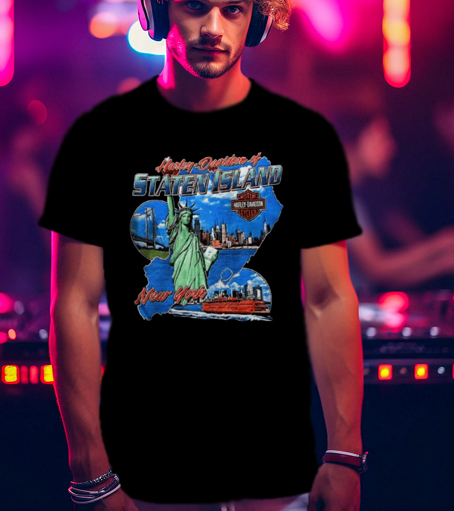 Harley Davidson Of Staten Island Liberty NYC Skyline New York T-Shirt