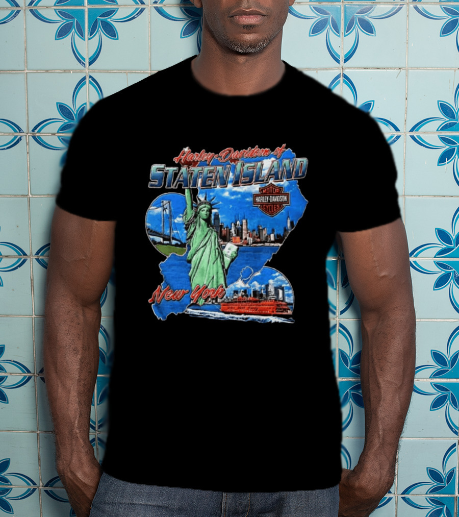 Harley Davidson Of Staten Island Liberty NYC Skyline New York T-Shirt