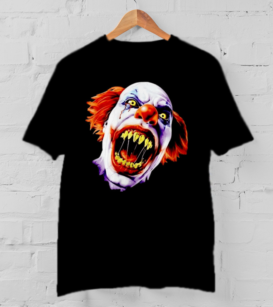 Scary Pennywise The Clown IT Horror Teeth And Fiery Hair T-Shirt