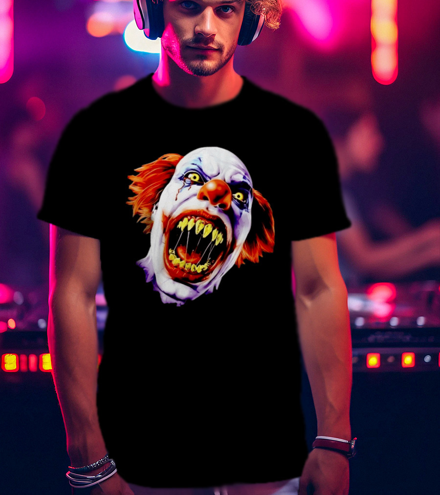 Scary Pennywise The Clown IT Horror Teeth And Fiery Hair T-Shirt