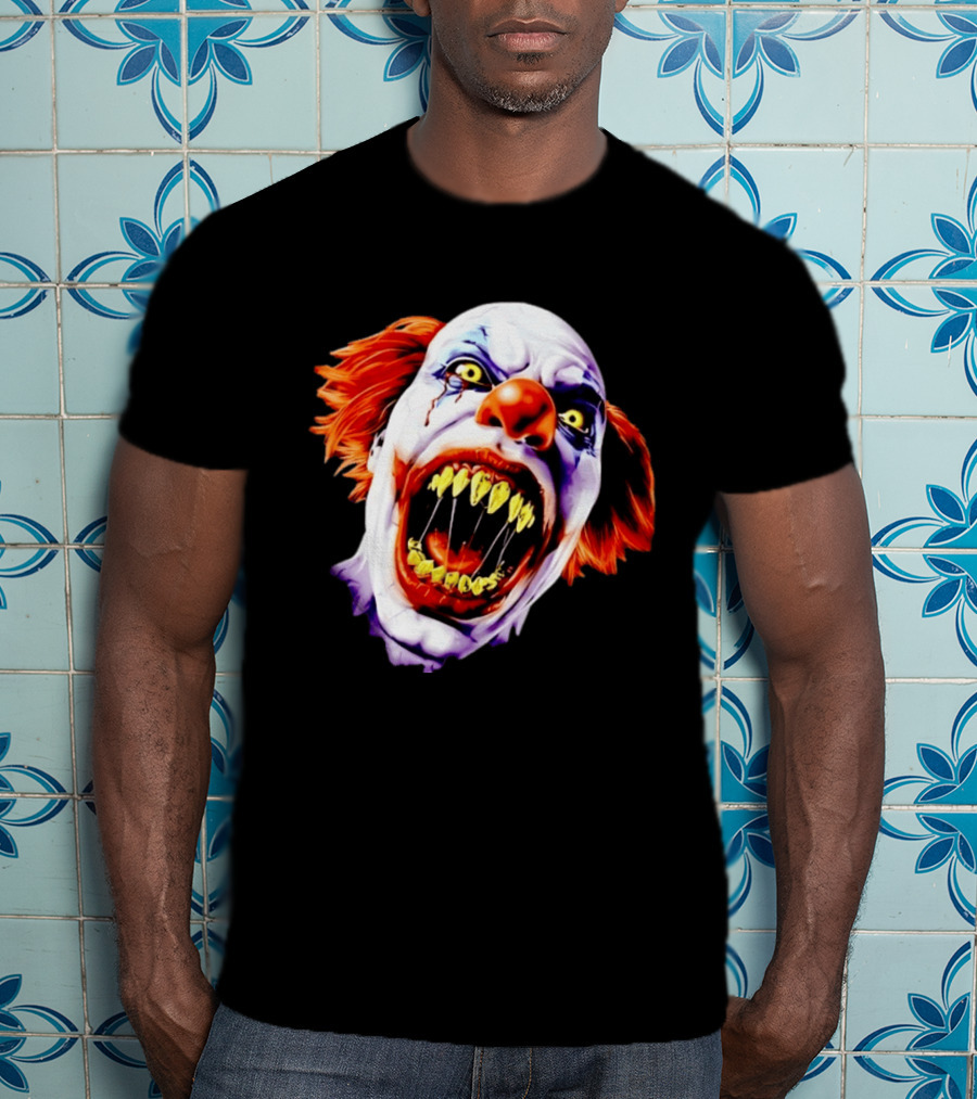 Scary Pennywise The Clown IT Horror Teeth And Fiery Hair T-Shirt