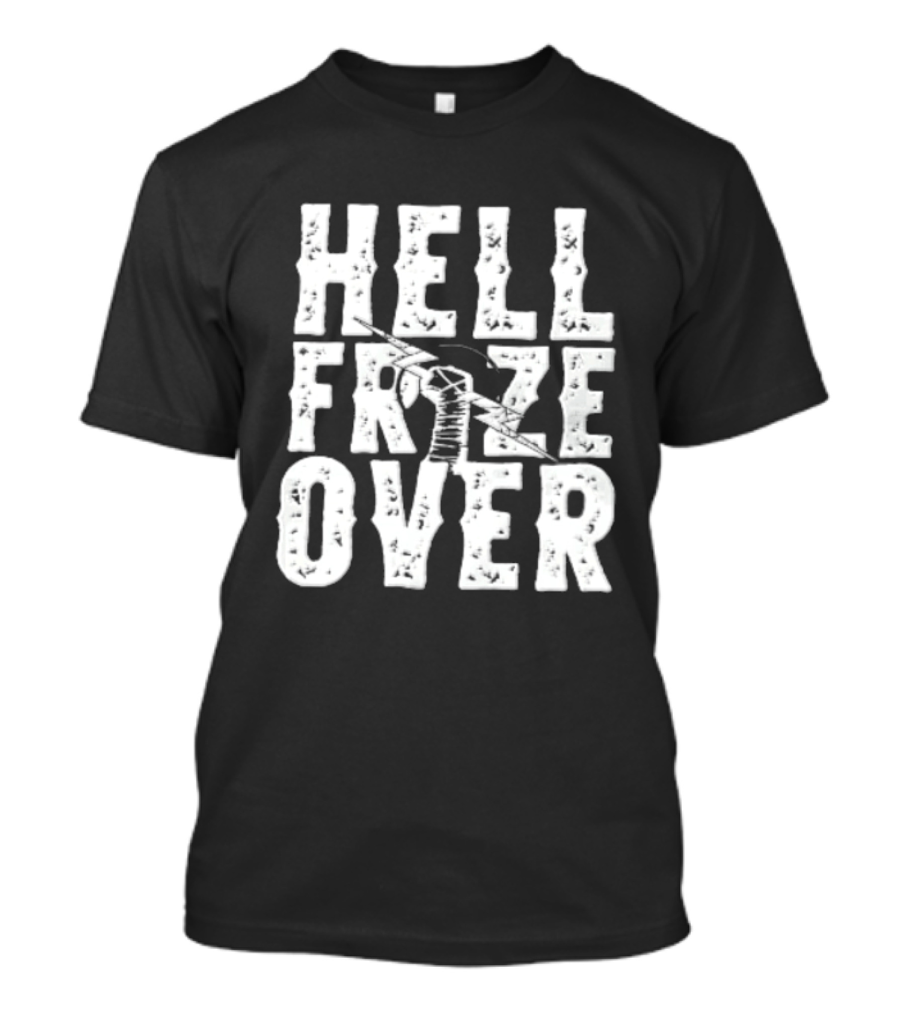 Hell Froze Over Taped Fist Lightning Bolt Distressed T-Shirt