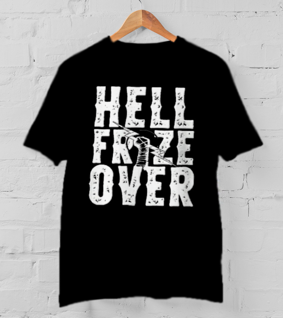 Hell Froze Over Taped Fist Lightning Bolt Distressed T-Shirt