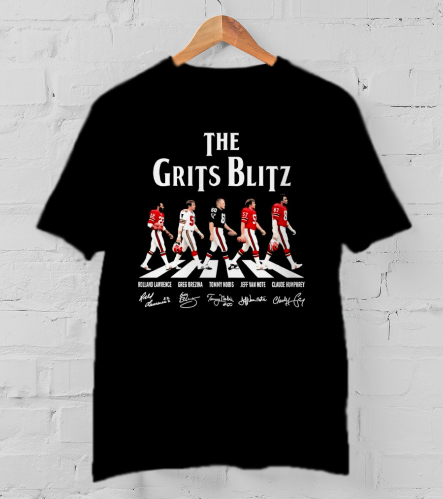 The Grits Blitz Rolland Lawrence Greg Brezina Tommy Nobis Jeff Van Note Claude Humphrey Abbey Road T-Shirt