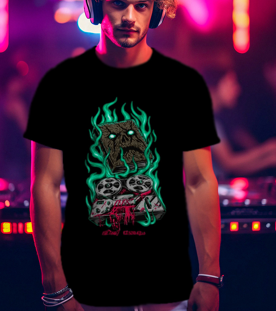 Ice Nine Kills Necronomikills Evil Dead 2 2026 Tape Recorder And Book With Flames T-Shirt