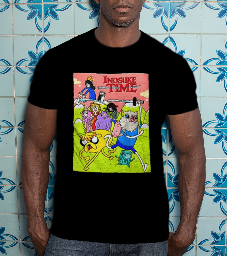 Inosuke Time Adventure With Demon Slayer Crossover Characters T-Shirt