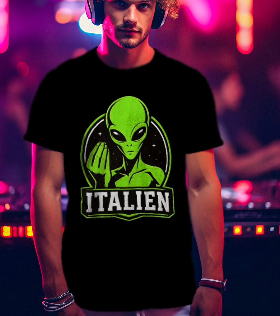 Italien Alien Hand Gesture Space Humor T-Shirt