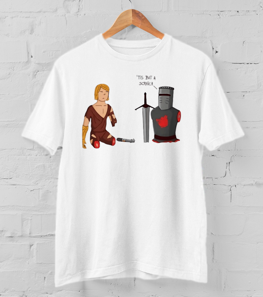Anakin Skywalker And The Black Knight 'Tis But A Scratch Crossover Humor T-Shirt