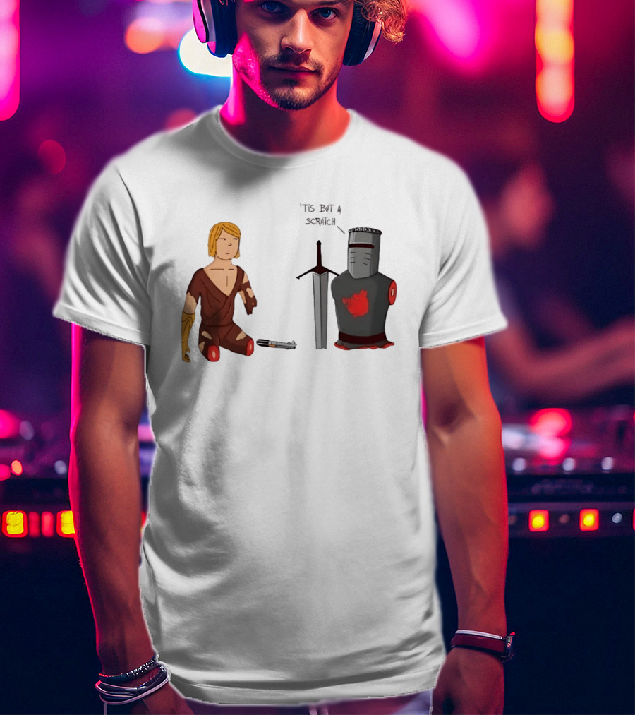 Anakin Skywalker And The Black Knight 'Tis But A Scratch Crossover Humor T-Shirt